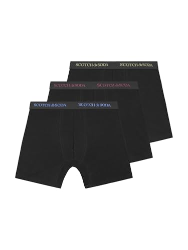 SCOTCH&SODA Herren Boxershorts, 3er Pack - Solid Cotton Stretch Schwarz im Sale